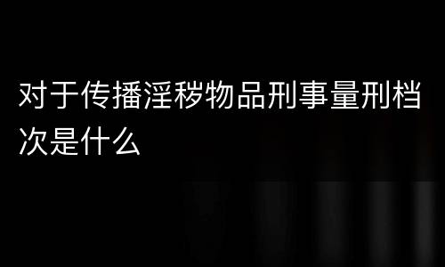 对于传播淫秽物品刑事量刑档次是什么