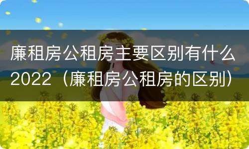 廉租房公租房主要区别有什么2022（廉租房公租房的区别）