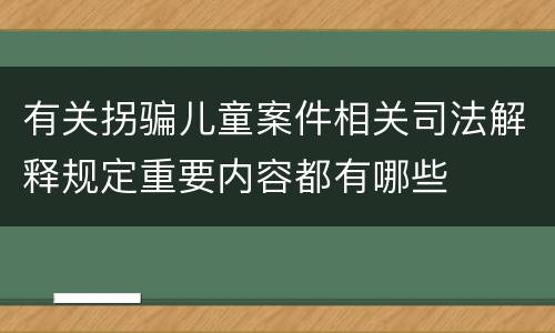 有关拐骗儿童案件相关司法解释规定重要内容都有哪些