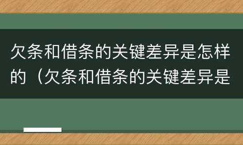 欠条和借条的关键差异是怎样的（欠条和借条的关键差异是怎样的呢）