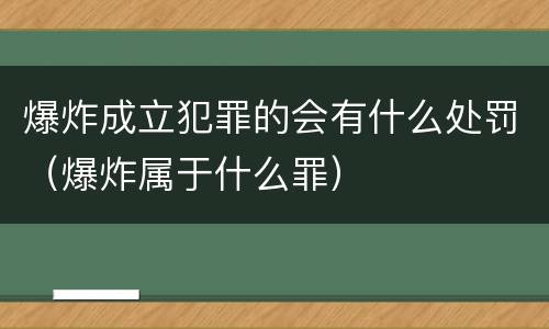 爆炸成立犯罪的会有什么处罚（爆炸属于什么罪）
