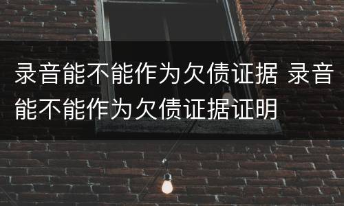 录音能不能作为欠债证据 录音能不能作为欠债证据证明