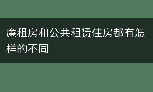 廉租房和公共租赁住房都有怎样的不同