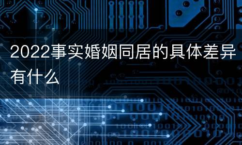 2022事实婚姻同居的具体差异有什么