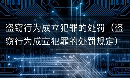 盗窃行为成立犯罪的处罚（盗窃行为成立犯罪的处罚规定）