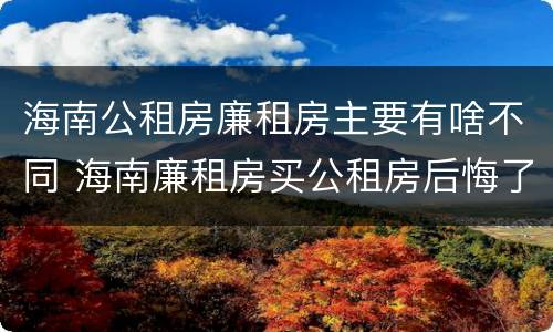 海南公租房廉租房主要有啥不同 海南廉租房买公租房后悔了