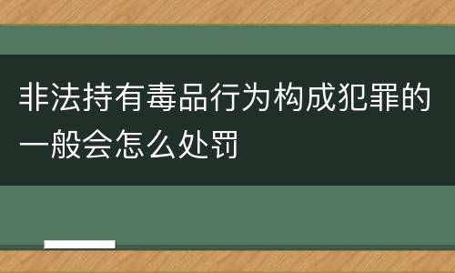 非法持有毒品行为构成犯罪的一般会怎么处罚