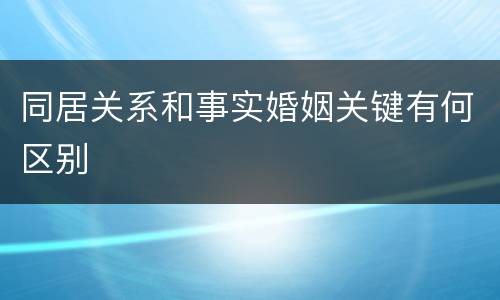 同居关系和事实婚姻关键有何区别