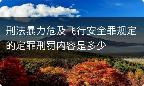 刑法暴力危及飞行安全罪规定的定罪刑罚内容是多少