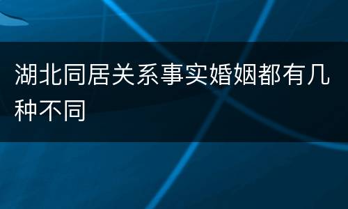 湖北同居关系事实婚姻都有几种不同