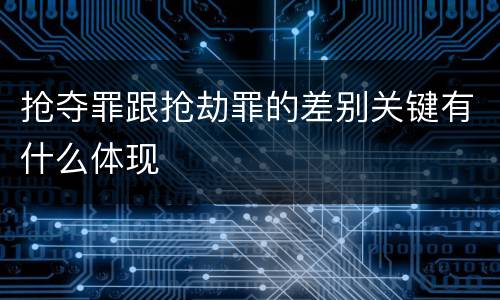 抢夺罪跟抢劫罪的差别关键有什么体现