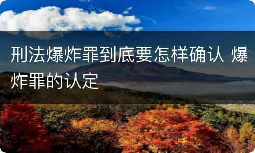 刑法爆炸罪到底要怎样确认 爆炸罪的认定