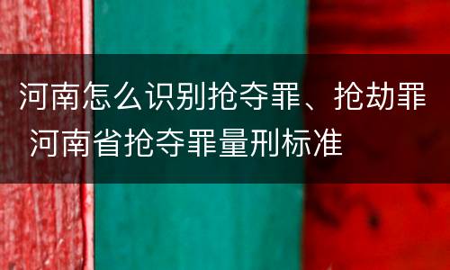 河南怎么识别抢夺罪、抢劫罪 河南省抢夺罪量刑标准