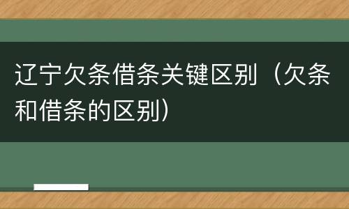 辽宁欠条借条关键区别（欠条和借条的区别）