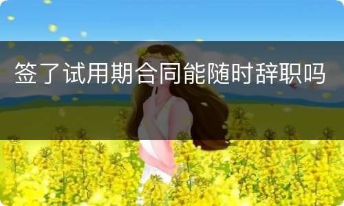 签了试用期合同能随时辞职吗