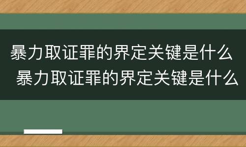 暴力取证罪的界定关键是什么 暴力取证罪的界定关键是什么内容