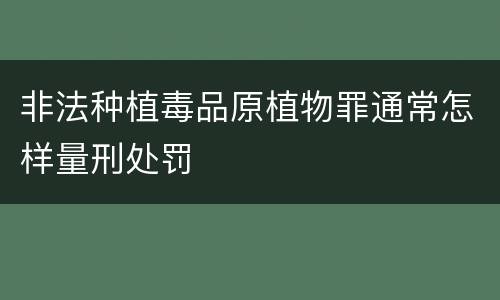 非法种植毒品原植物罪通常怎样量刑处罚
