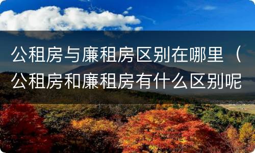 公租房与廉租房区别在哪里（公租房和廉租房有什么区别呢）