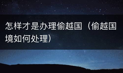 怎样才是办理偷越国（偷越国境如何处理）