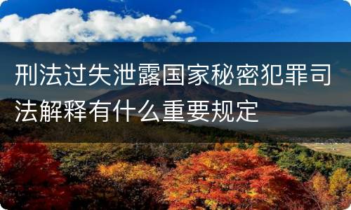 刑法过失泄露国家秘密犯罪司法解释有什么重要规定