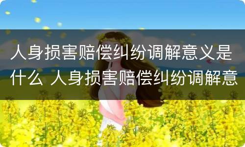 人身损害赔偿纠纷调解意义是什么 人身损害赔偿纠纷调解意义是什么呢