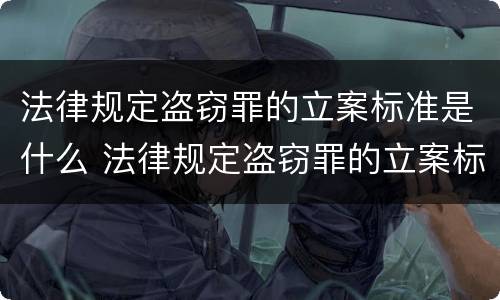 法律规定盗窃罪的立案标准是什么 法律规定盗窃罪的立案标准是什么意思