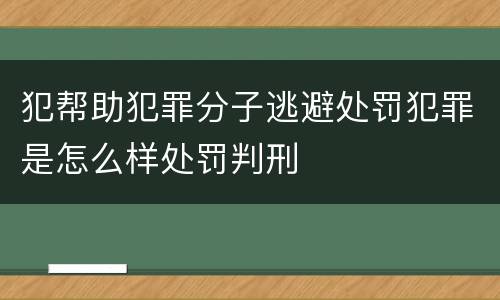 犯帮助犯罪分子逃避处罚犯罪是怎么样处罚判刑