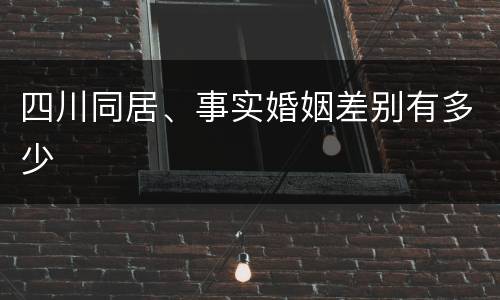 四川同居、事实婚姻差别有多少