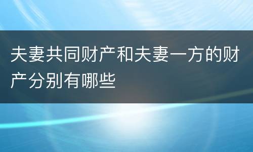 夫妻共同财产和夫妻一方的财产分别有哪些