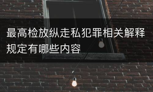 最高检放纵走私犯罪相关解释规定有哪些内容