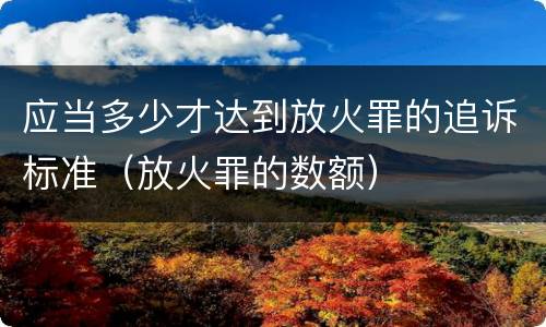 应当多少才达到放火罪的追诉标准（放火罪的数额）