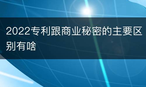 2022专利跟商业秘密的主要区别有啥
