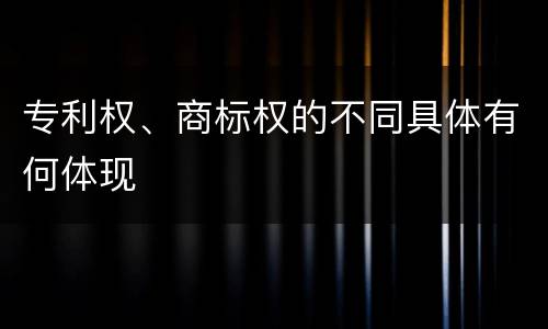 专利权、商标权的不同具体有何体现