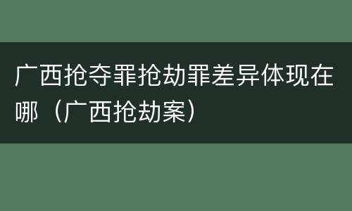 广西抢夺罪抢劫罪差异体现在哪（广西抢劫案）