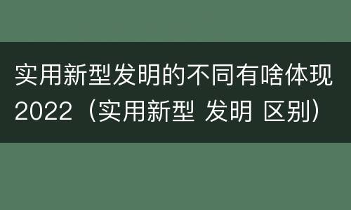 实用新型发明的不同有啥体现2022（实用新型 发明 区别）