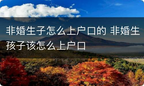 非婚生子怎么上户口的 非婚生孩子该怎么上户口