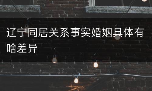 辽宁同居关系事实婚姻具体有啥差异
