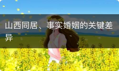 山西同居、事实婚姻的关键差异