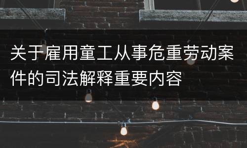 关于雇用童工从事危重劳动案件的司法解释重要内容