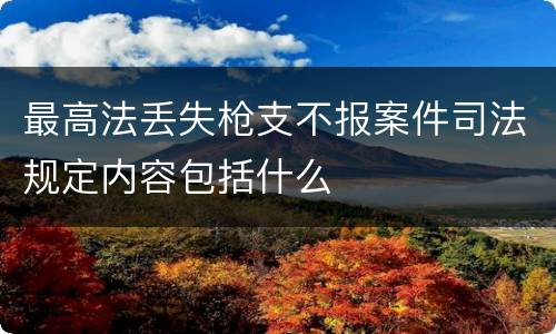 最高法丢失枪支不报案件司法规定内容包括什么