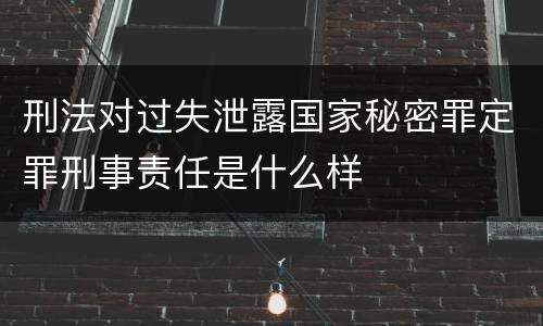 刑法对过失泄露国家秘密罪定罪刑事责任是什么样