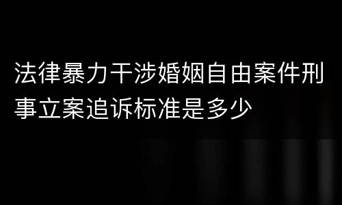 法律暴力干涉婚姻自由案件刑事立案追诉标准是多少