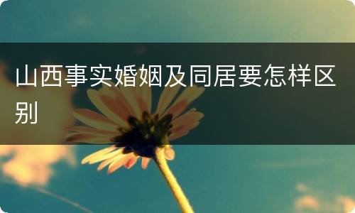 山西事实婚姻及同居要怎样区别