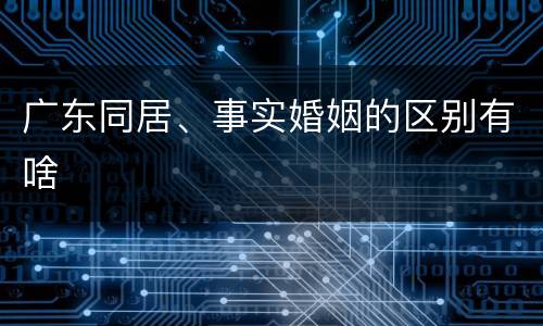 广东同居、事实婚姻的区别有啥