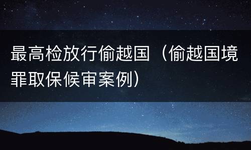 最高检放行偷越国（偷越国境罪取保候审案例）