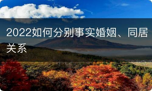 2022如何分别事实婚姻、同居关系