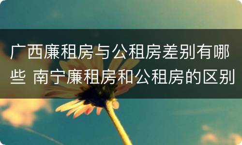 广西廉租房与公租房差别有哪些 南宁廉租房和公租房的区别