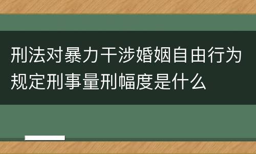 刑法对暴力干涉婚姻自由行为规定刑事量刑幅度是什么