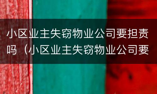 小区业主失窃物业公司要担责吗（小区业主失窃物业公司要担责吗怎么办）