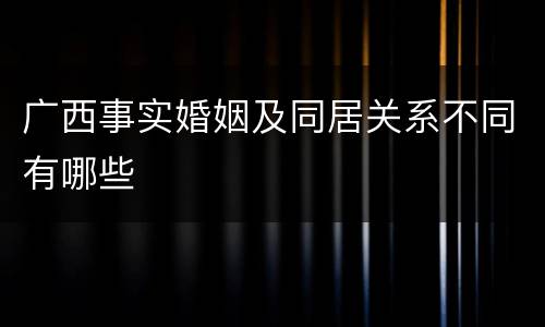 广西事实婚姻及同居关系不同有哪些